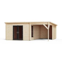 Powersheds Pent Canopy Log Cabin 20ftx18ft DD 44mm