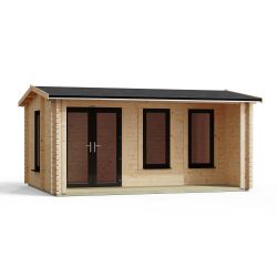 Powersheds Apex Snug Log Cabin 16ftx12ft DC 44mm