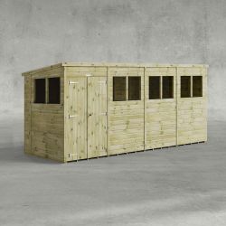 Powersheds Prem Pent Garden Shed 16ftx5ft DD
