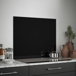 Black Gloss Glass Kitchen Splashback 90x75cm