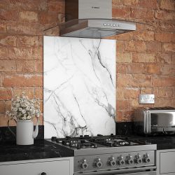 Carrara Marble Glass Kitchen Splashback 60x75cm