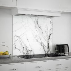 Carrara Marble Glass Kitchen Splashback 90x75cm