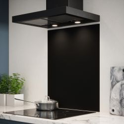 Matt Black Glass Kitchen Splashback 60x75cm