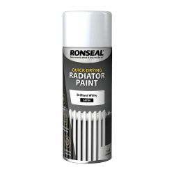 Ronseal 400ml Quick Drying Radiator Paint Aerosol White Satin