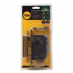 Yale 5 Lever E x ternal Brass Door Sashlock 2.5"