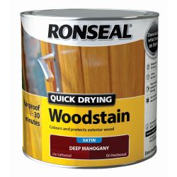 Ronseal 2.5 Litre Quick Drying Woodstain Satin Deep Mahogany
