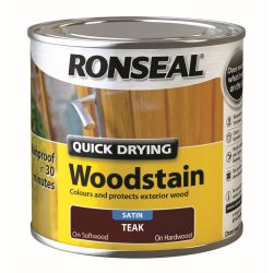Ronseal 250ml Quick Drying Woodstain Satin Teak