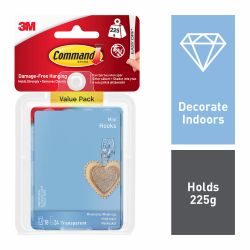 Command Mini Clear Hooks with Clear Strips