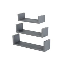 3 Piece Floating 'U' Shelves - Matt Grey