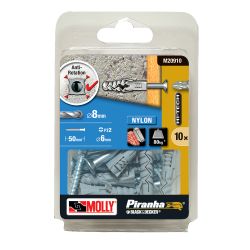 Molly 8X40mm Nylon Plugs & Screws - Pack Of 10
