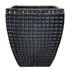 Martha Square 43cm Black Glazed Pot