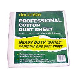 Professional Cotton 'Drill' Dust Sheet 3.7m x 2.7m
