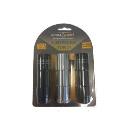 Ultralight 9 LED Pocket Torch (Pack of 3) (TE3X1126)