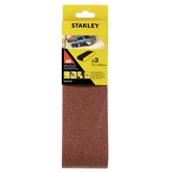 Stanley 75 x 533mm, 40G Sanding Belt - 3 Piece
