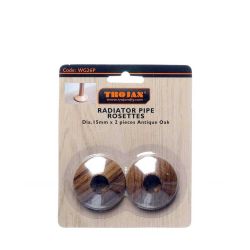 Trojan 15mm Plastic Woodgrain Rosettes  - (Prepacked 2) Antique Oak
